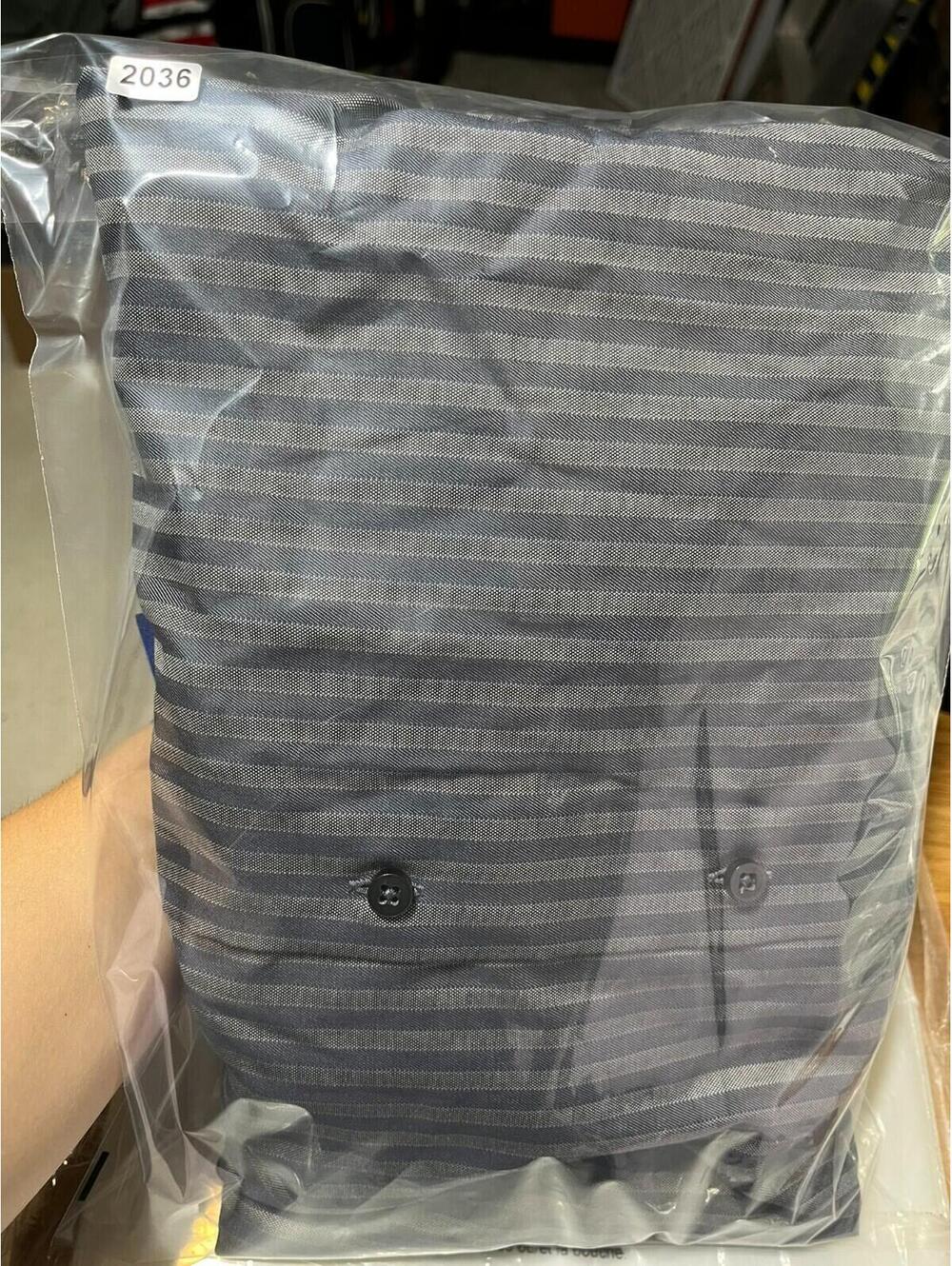 Egara Men's Wearhouse Gray Striped Button Up Shirt Non-Iron Slim Fit Mens Size L - Picture 7 of 7